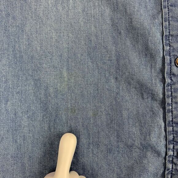 Uniqlo Women Small Pearl Snap Western Chambray Pocket Button Shirt Long Sleeve - Picture 5 of 12